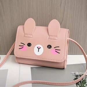 Pink Kids Casual Cute Cat Crossbody Bag Small Lightweight Coin Purse